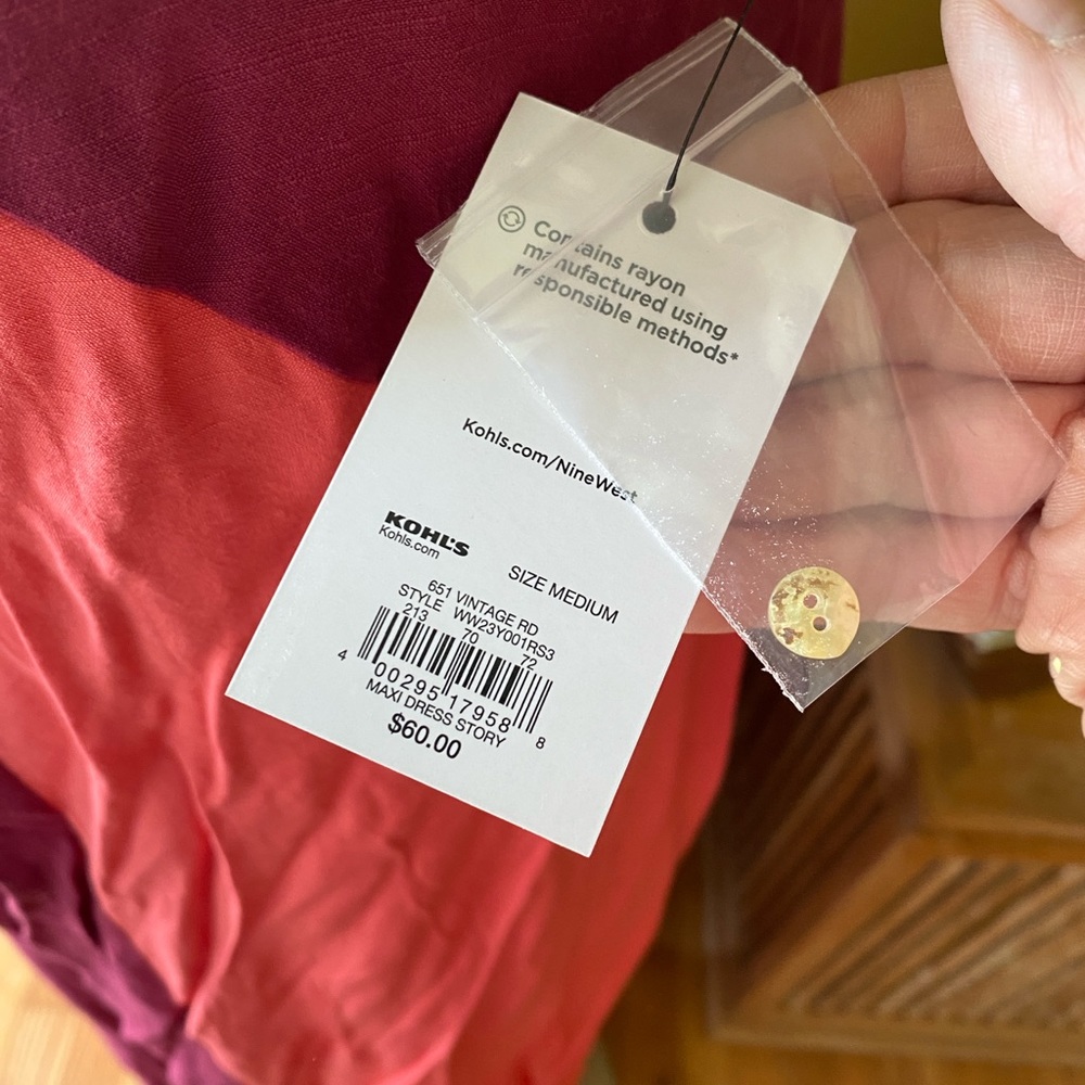 Coral And Raspberry Color Block Maxi Nine West Ko… - image 5